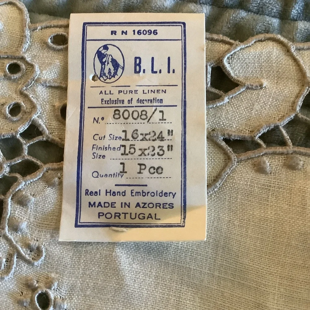 Five Piece Hand Embroidered in Portugal  Linen Set